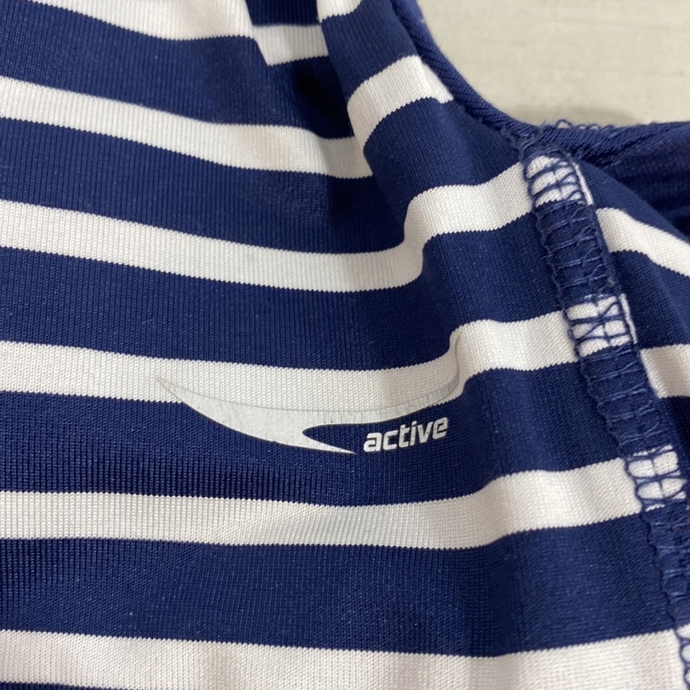 ACX tank top w/ build in bra navy and white stripedββββββββββββββββ - Picture 3 of 9